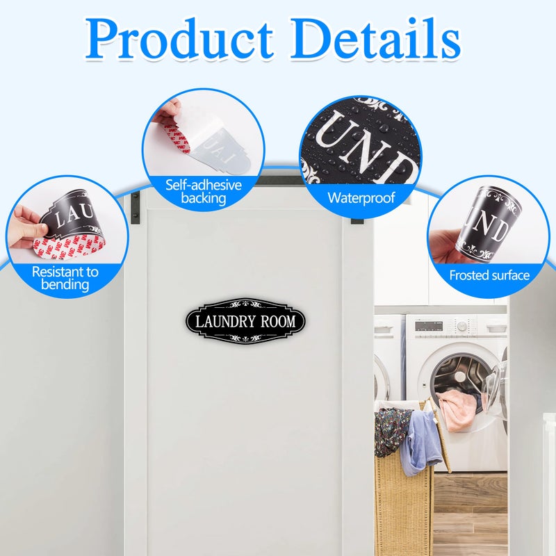 LUHIMO Laundry Room Door Sign for Business and Home,Self-adhesive Waterproof Cute Laundry Room Door Sticker Decals for House, Apartment, Hotel Laundromat Decor(Black) - Image 4